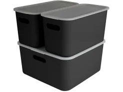 Sunware Sigma home 3er-Set cube boxen mit Deckel - schwarz