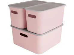 Sunware Sigma home 3er-Set cube boxen mit Deckel - rosa