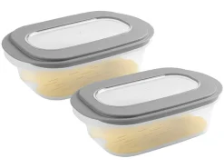 Sunware Sigma home 2er-Set Käse Aufschnittdose mit Tablett - Grey