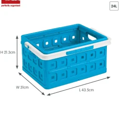 Sunware Square 24 Liter Set von 4 Klappboxen mit Griff - Blue
