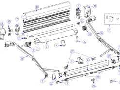 Thule Omnistor Endplatte & Kurbelwerk links 8000