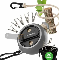 Travelhawk Ausziehbare Wäscheleine - 10 Meter