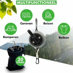 Travelhawk Ausziehbare Wäscheleine - 10 Meter