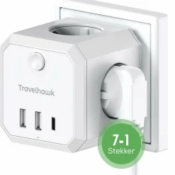 Travelhawk 7-in-1 USB Steckdosenadapter - White
