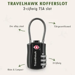 Travelhawk Kofferschloss - TSA Reiseschloss - 3 Stück