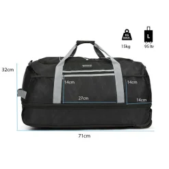 TravelZ 80-95 Liter Faltbare Reisetasche - Black