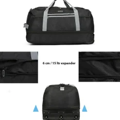 TravelZ 80-95 Liter Faltbare Reisetasche - Black