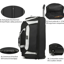 TravelZ 96 Liter Reisetasche mit Rädern - Black