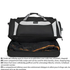 TravelZ 96 Liter Reisetasche mit Rädern - Black