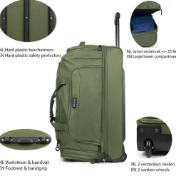 TravelZ 96 Liter Reisetasche mit Rädern - Green
