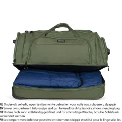 TravelZ 96 Liter Reisetasche mit Rädern - Green