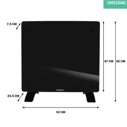 Vonroc 1000 watt Konvektorheizung mit Glasplatte - Black