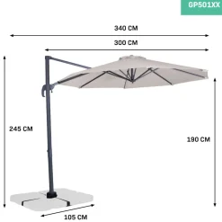 VONROC Bardolino Ø300 cm Premium Sonnenschirm - Beige