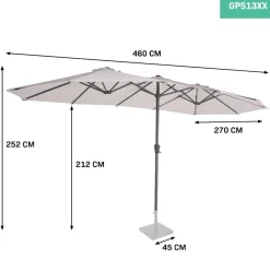 VONROC Iseo 460 x 270 cm Premium Sonnenschirm - Beige