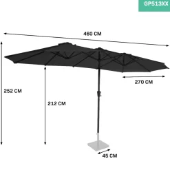 VONROC Iseo 460 x 270 cm Premium Sonnenschirm - Black