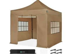 VONROC Premium 3 x 3 easy-up Partyzelt mit Seitenwände - Beige