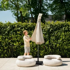 VONROC Premium Recanati Ø300 cm Sonnenschirm mit Fuß - Beige
