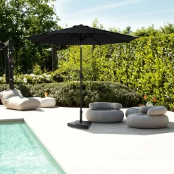 VONROC Premium Recanati Ø300 cm Sonnenschirm mit Fuß - Anthracite