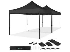 VONROC Premium 6x3 easy-Up Partyzelt mit verbindungs-set - Black