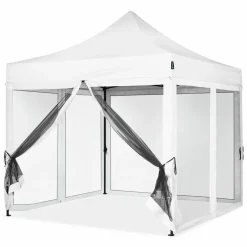 VONROC Premium 3x3 Pavillon mit Moskitonetz-Seitenwände - White