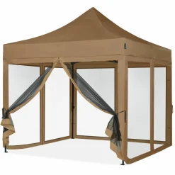 VONROC Premium 3x3 Pavillon mit Moskitonetz-Seitenwände - Beige